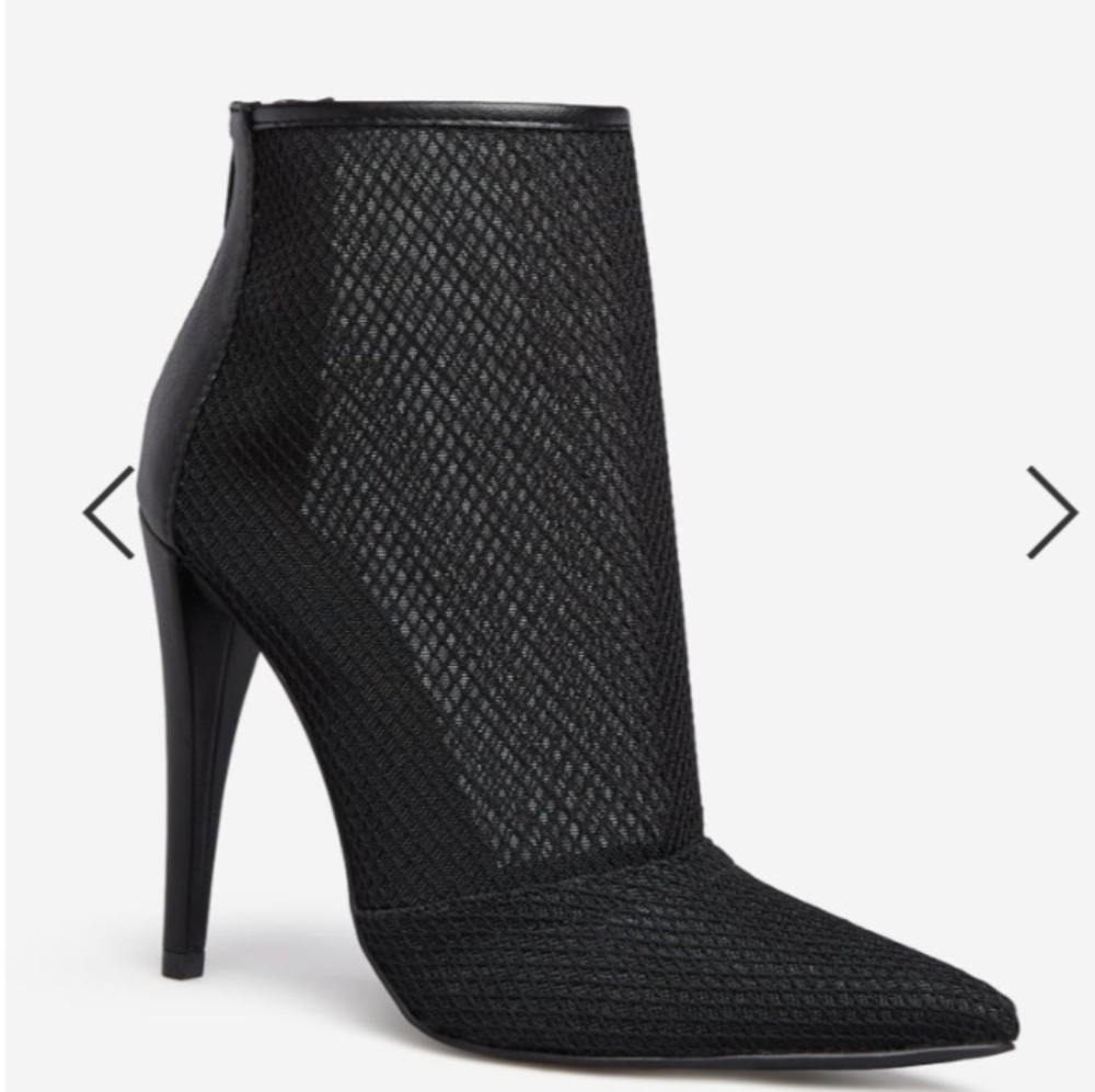 Sexy Black Fishnet Ankle Bootie Stiletto High Heels